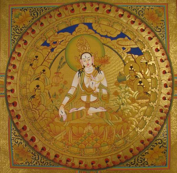 [hq] Tibetan Thangka Of White Tara Mandala, [24k Real Gold]