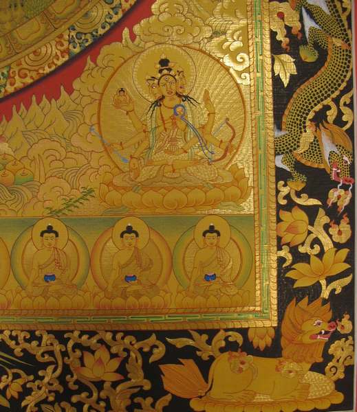 [hq] Tibetan Thangka Of White Tara Mandala, [24k Real Gold]