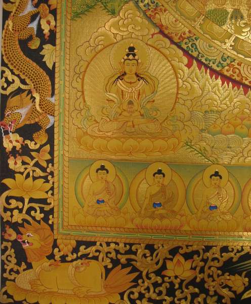 [hq] Tibetan Thangka Of White Tara Mandala, [24k Real Gold]