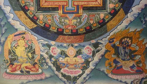 Tibetan Thangka Of Mandala, [24k Real Gold]