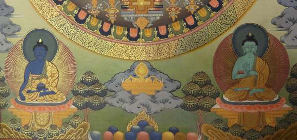 Tibetan Thangka Of Mandala, [24k Real Gold]