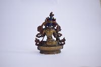 Buddhist Miniature Statue Of Green Tara, [oxidized Finishing]