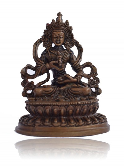 Buddhist Statue Of Vajrasattva, On Double Lotus Base [oxidized Finishing]