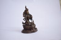 Buddhist Statue Of Green Tara, On Double Lotus Base [oxidized Finishing]