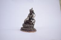 Buddhist Statue Of Amitayus Aparimita, On Double Lotus Base [silver Plated Oxidized Finishing], Chepame, Amitayus