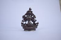 Buddhist Statue Of Green Tara, [silver Plated Oxidized Finishing]