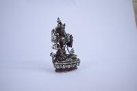 Buddhist Statue Of White Tara, [silver Plated Oxidized Finishing]