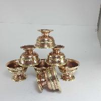 [small] Copper Offering Bowl With Stand And Hand Carving [7 Pcs Set]