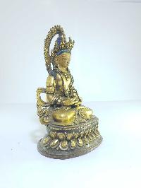 [old Stock], Tibetan Statue Of Aparimita, [partly Gold Plated], [painted Face], Last Piece, Chepame, Amitayus