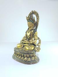 [old Stock], Tibetan Statue Of Aparimita, [partly Gold Plated], [painted Face], Last Piece, Chepame, Amitayus