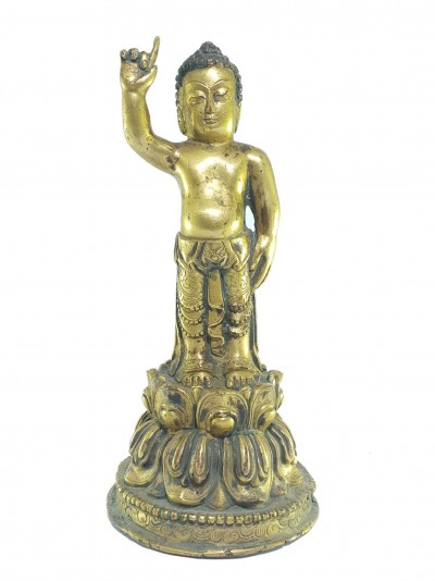 [old Stock], Tibetan Statue Of Baby Buddha, [full Fire Gold Plated], Last Piece