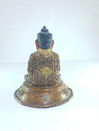 [old Stock], Tibetan Statue Of Amitabha Buddha, [partly Gold Plated], [painted Face], Last Piece