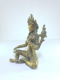 [old Stock], Tibetan Statue Of Green Tara, [full Fire Gold Plated], Last Piece