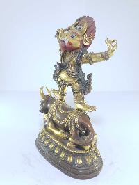 [old Stock], Tibetan Statue Of Yamantaka - Heruka, [partly Gold Plated], [painted Face], Last Piece