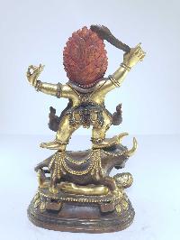 [old Stock], Tibetan Statue Of Yamantaka - Heruka, [partly Gold Plated], [painted Face], Last Piece