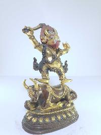 [old Stock], Tibetan Statue Of Yamantaka - Heruka, [partly Gold Plated], [painted Face], Last Piece