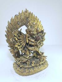 [old Stock], Tibetan Statue Of Yamantaka Vajrabhairava - Heruka, [full Fire Gold Plated], Last Piece