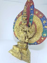 [old Stock], Tibetan Statue Of Sahasrabhuja Avalokitesvara, [partly Gold Plated], [painted Face], Last Piece