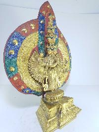 [old Stock], Tibetan Statue Of Sahasrabhuja Avalokitesvara, [partly Gold Plated], [painted Face], Last Piece