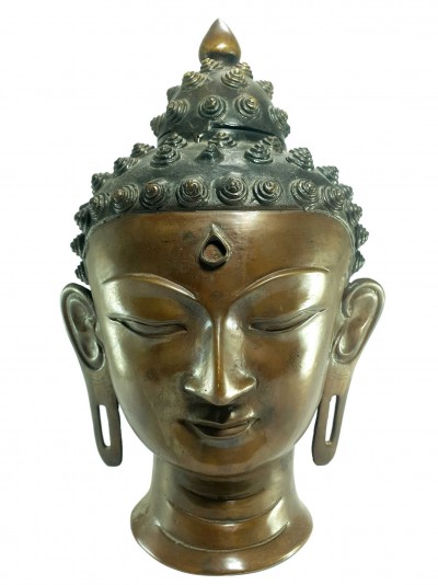 [old Stock] Statue Of Buddha Head [oxidized], [last Piece]