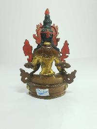 [old Stock] Statue Of Green Tara [partly Gold Plated], Painted Face, [last Piece]