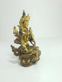 [old Stock] Statue Of Green Tara [partly Gold Plated], Painted Face, [last Piece]