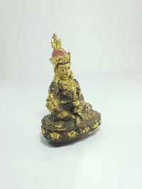 [old Stock] Statue Of Padmasambhava [partly Gold Plated], Painted Face, Missing Katwanga, [sold]