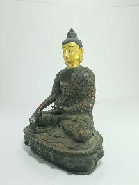 [old Stock] Statue Of Shakyamuni Buddha With Hand Carving [oxidized], [painted Face], [last Piece]