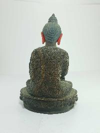 [old Stock] Statue Of Shakyamuni Buddha With Hand Carving [oxidized], [painted Face], [last Piece]