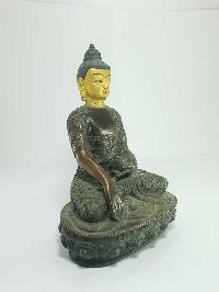 [old Stock] Statue Of Shakyamuni Buddha With Hand Carving [oxidized], [painted Face], [last Piece]