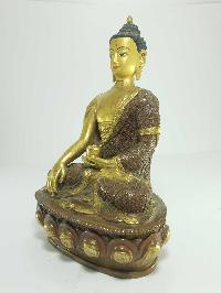 [old Stock] Statue Of Shakyamuni Buddha With Hand Carving [partly Gold Plated], Painted Face, [last Piece]