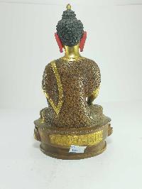 [old Stock] Statue Of Shakyamuni Buddha With Hand Carving [partly Gold Plated], Painted Face, [last Piece]