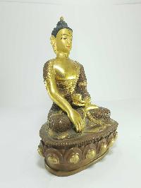 [old Stock] Statue Of Shakyamuni Buddha With Hand Carving [partly Gold Plated], Painted Face, [last Piece]