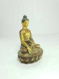 [old Stock] Statue Of Shakyamuni Buddha [partly Gold Plated], Painted Face, [last Piece], [sold]