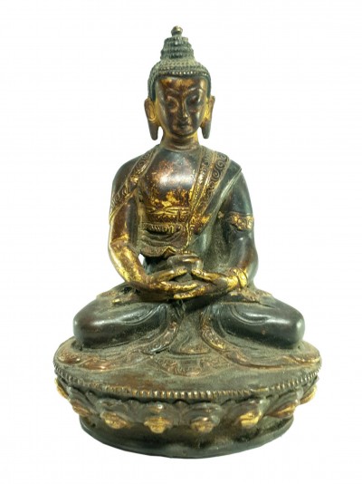 [old Stock] Statue Of Amitabha Buddha [partly Gold Plated], Antique Finishing [last Piece]