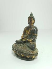 [old Stock] Statue Of Amitabha Buddha [partly Gold Plated], Antique Finishing [last Piece]