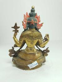 [old Stock] Statue Of Chenrezig [partly Gold Plated], [painted Face]