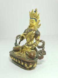 [old Stock] Buddhist Handmade Statue Of Vajrasattva [partly Gold Plated], Painted Face, [last Piece]