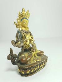 [old Stock] Buddhist Handmade Statue Of Vajrasattva [partly Gold Plated], Painted Face, [last Piece]