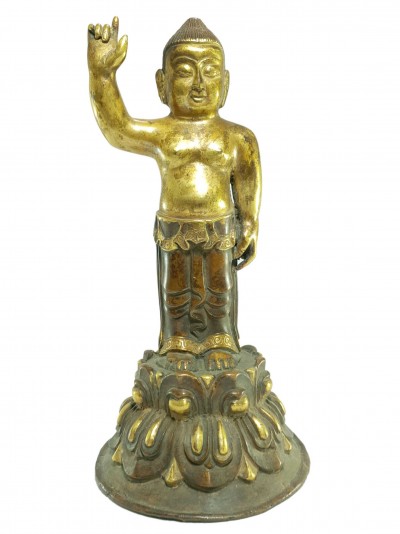 [old Stock] Statue Of Siddhartha Gautama, Baby Buddha [partly Gold Plated], [last Piece]