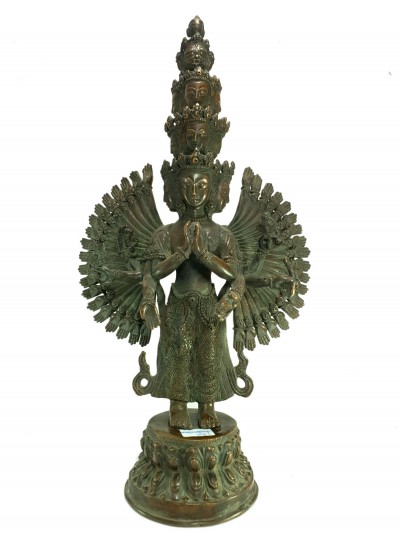 [old Stock] Statue Of Sahasrabhuja Avalokitesvara, 1000 Arms Lokeshvara [oxidized], [last Piece]