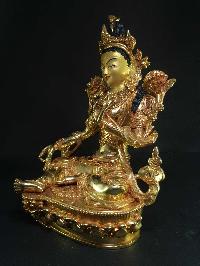 Statue Of Green Tara [full Gold Plated], [painted Face]