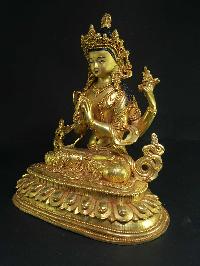 Statue Of Chenrezig [full Gold Plated], [painted Face]