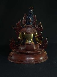 Statue Of Green Tara, [partly Gold Plated], [painted Face]