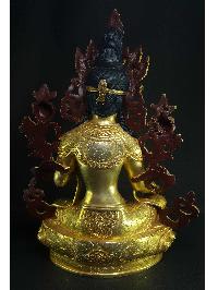 Statue Of Green Tara, [full Fire Gold Plated], [painted Face]