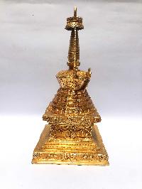 [monastery Quality] Lotus Stupa Pepung Chorten, [full Gold Plated]