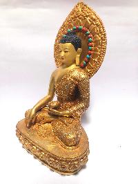 [monastery Quality] Statue Of Shakyamuni Buddha, [full Gold Plated], [painted Face]