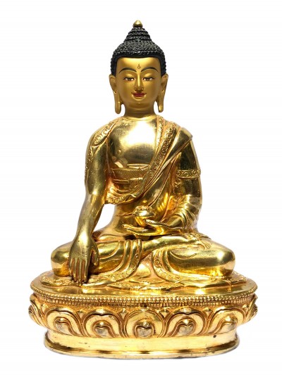 [monastery Quality] Statue Of Shakyamuni Buddha, [full Gold Plated], [painted Face]