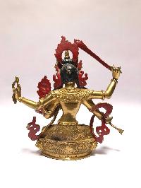 [monastery Quality] Buddhist Statue Of Maha Manjushri [full Fire Gold Plated], [painted Face]