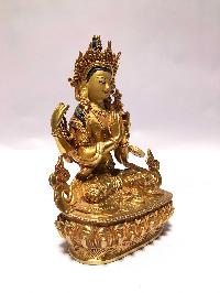 [monastery Quality] Buddhist Statue Of Chenrezig [full Fire Gold Plated], [painted Face]